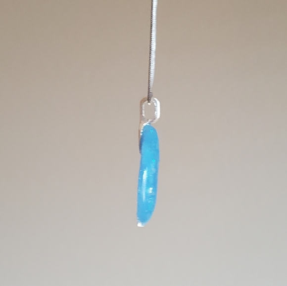 Handmade Blue faux Opal Teardrop Pendant - Picture 3 of 8